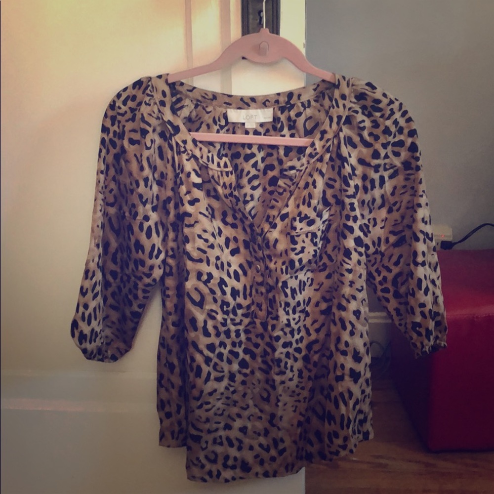 Animal print 3/4 sleeve blouse